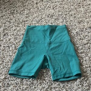 Teal Lululemon biker shorts
